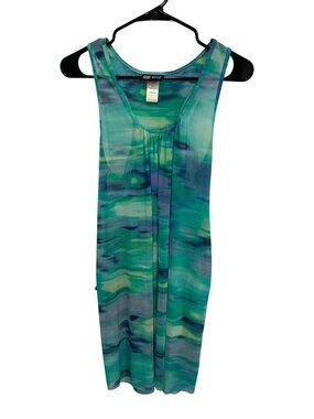 Coco Reef Sleeveless Cover Up Swim Dress Blue Green Sz Large Scoop Neck Beach